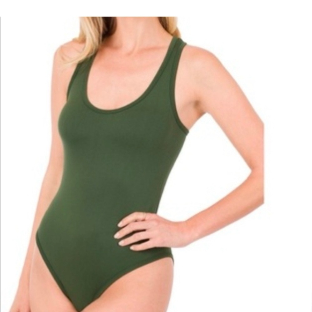 Zenana Outfitters Army Green Bodysuit